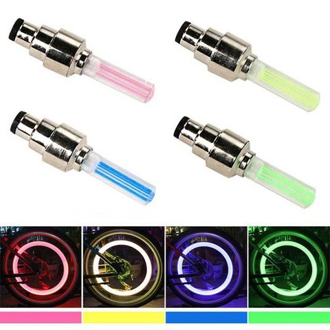 WasaFire Neon Bike Spoke Light Mini LED Bicycle Taillight MTB Wheel Tire Nozzle Valve Caps Lamp Cycling Warning Head Rear Light ► Photo 1/6