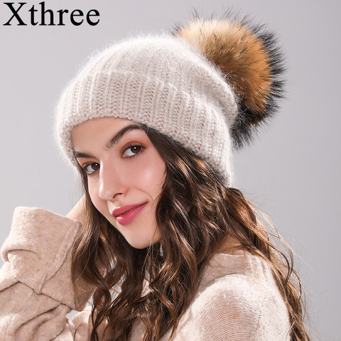 ENJOYFUR Natural Raccoon Fur Pom Poms Hat Female Warm Wool Women's Cap  Twist-type Knitted Girl Winter Hats skullies Beanies - AliExpress