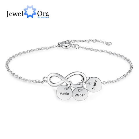 JewelOra Personalized Name Tag Charm Bracelets for Women Custom Engraved Infinity Bracelets Gift for Mother Anniversary Gifts ► Photo 1/1
