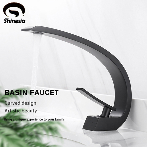 Shinesia Matte Black Bathroom Basin Faucets Multi-Colored Mixer Taps Hot and Cold Water Single Handle Single Hole ► Photo 1/6