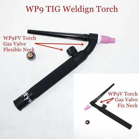 WP9 TIG Torch GTAW Gas Tungsten Arc Welding Gun Argon Air Cooled WP9V Gas Valve WP9FV Flexible Neck TIG Welding Torch ► Photo 1/6