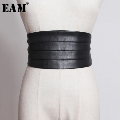 [EAM]  Multicolor Black Red Pu Leather Elastic Wide  Belt Personality Women New Fashion Tide All-match Spring 2022 1U221 ► Photo 1/6