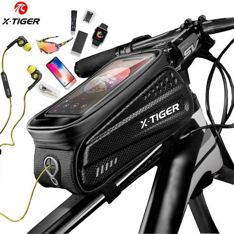 X-TIGER Bicycle Bag Frame Front Top Tube Bike Bag Reflective 6.5in Phone Case Touchscreen Bag Accessories Waterproof Bicycle Bag ► Photo 1/6