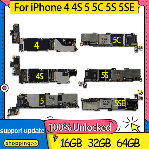 8GB 16GB 32GB 64GB For iPhone 4 4S 5 5C 5S 5SE Motherboard 100% Unlocked Mainboard With Full Chips Logic Board IOS system ► Photo 1/1