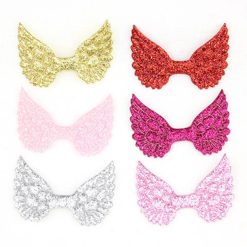 60Pcs 3.3*5cm Colorful Glitter Powders Angel Wing Appliques For Kids BB Clip Hair Hat Decor Ornament  Accessories ► Photo 1/5