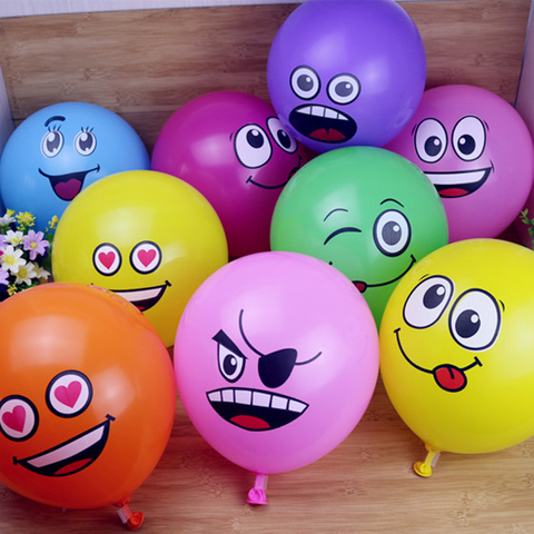 10Pcs/lot 12inch Cute Funny Big Eyes Smiley face latex balloons Birthday Party decoration Inflatable balloon Baby Shower Globos ► Photo 1/6