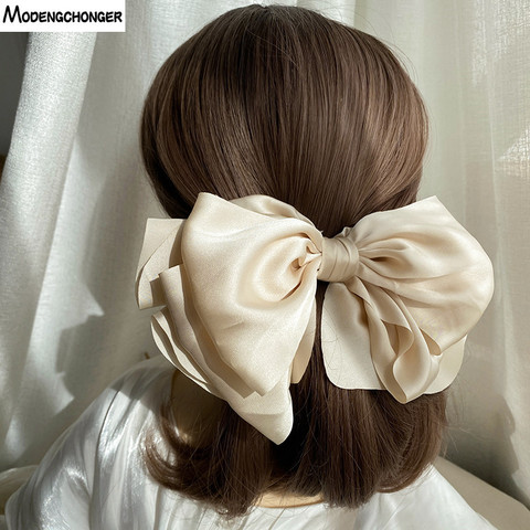 1PC Winter Velvet Bowknot Hair Clips Hand Tie Large Pigtail Bows Hairpin For Women Girls Satin Temperament Elegant Accessoires ► Photo 1/6