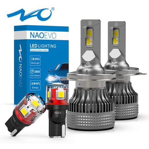 NAO H7 H4 LED Headlight H11 H1 HB4 9006 9005 HB3 H8 H9 Car Fog Bulb 12V 6000K 30W H13 H10 9007 9004 9008 Turbo Fan W5W Auto Lamp ► Photo 1/6