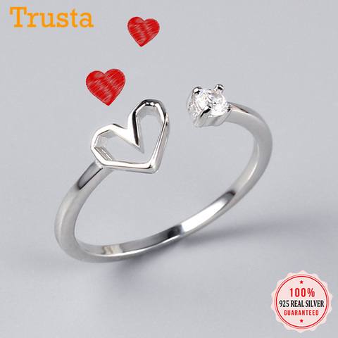 Trustdavis 100% 925 Sterling Silver Fashion Women Hollow Heart CZ Rings Size 5 6 7 Wonderful Gift For Girls Kids Lady's DS1032 ► Photo 1/6