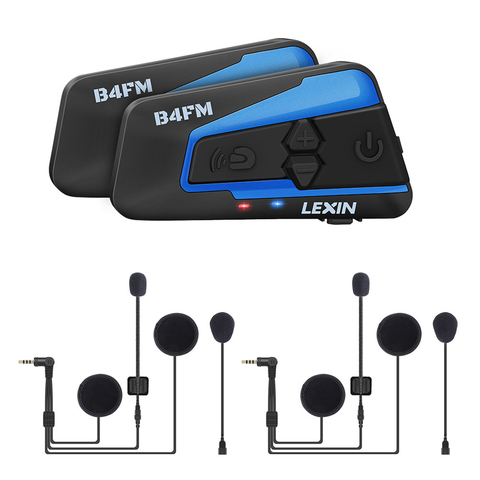 Lexin Motorcycle Bluetooth Intercom 4 Ways Wireless Helmet Intercom Waterproof Interphone Headsets B4FM Noise Reduction 800mah ► Photo 1/6