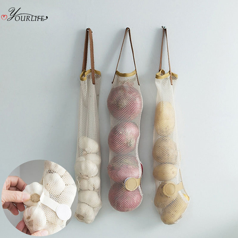 OYOURLIFE Reusable Kitchen Produce Bags Onion Potato Mesh Bag Eco Friendly Vegetable Fruit Bag Kitchen Hanging Bag Organizer ► Photo 1/6