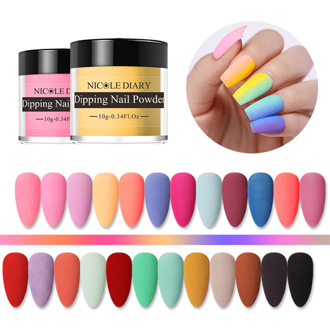 NICOLE DIARY 10g Matte Color Dipping Nail Powder Natural Dry Nail Art Decoration Without Lamp Cure Nail Dust Decors ► Photo 1/6