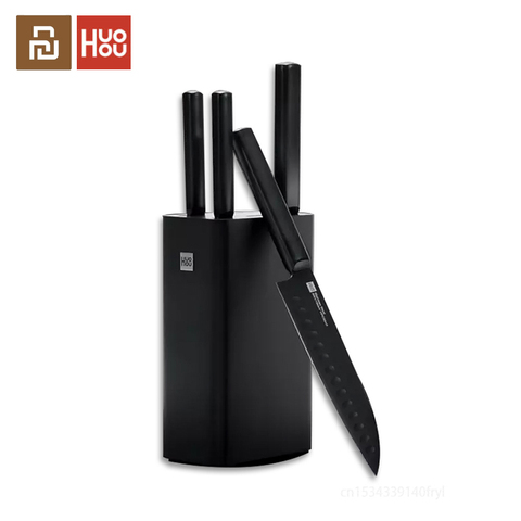 Xiaomi Huohou Cool Black Kitchen Non-Stick Knife With Knives Holder Stainless Steel Chef Knife Set Fruit 307mm Slicing Tools ► Photo 1/6