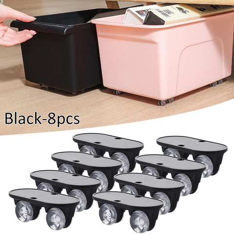 8pcs Adhesive Pulley Storage Box Casters Trash Can Self-Adhesive Furniture Caster Wheel Home Silent No Scratches Box Wheels ► Photo 1/6