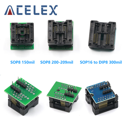 SOP16 to DIP8 Wide-body Seat Wide 150mil 200mil 208mil 209mil 300mil Programmer SOP8 Adapter Socket for EZP2010 EZP2013 CH341 ► Photo 1/6