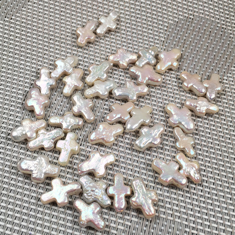 Natural Freshwater Pearl Pendant Cross shape Isolation Punch Loose Beads For jewelry making DIY elegant Necklace Accessories ► Photo 1/5