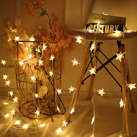 Star LED Lamp String 5M 30Led Light Fairy Garland Lantern Girl Rooms Decoration Holiday Birthday Wedding Curtain Decor Lights ► Photo 1/6