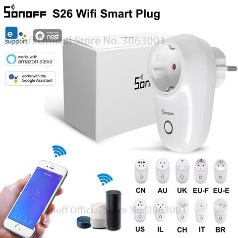 SONOFF S26 WiFi Power Socket US/UK/CN/AU/EU/IL/CH/IT/BR Smart Sockets Wireless Switch APP Remote Control Plug For Smart Home ► Photo 1/6