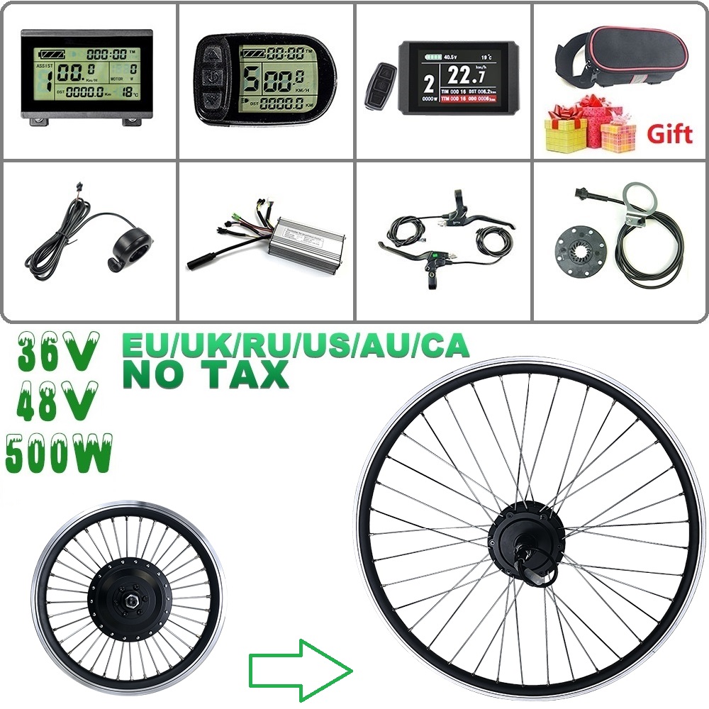 Schuck Electric Bicycle Conversion Kit Front Motor Wheel 16-29inch 700C wheel 36V48V 500W with KT LCD8S color Display Ebike kit 