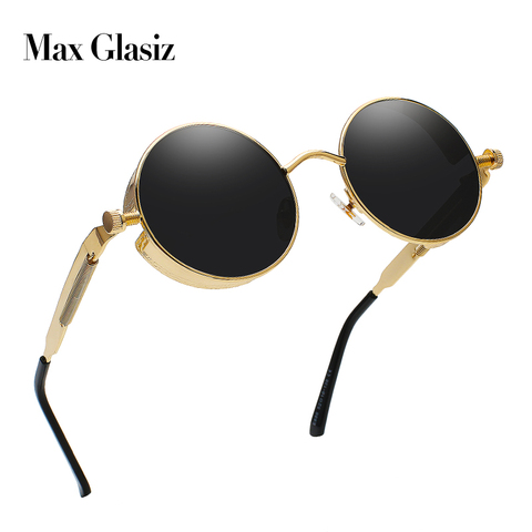 Maxglasiz Brand New Mirror Lens Round Glasses Goggles Steampunk Sunglasses Hisper Eyewear Vintage Retro for Men and Women ► Photo 1/6