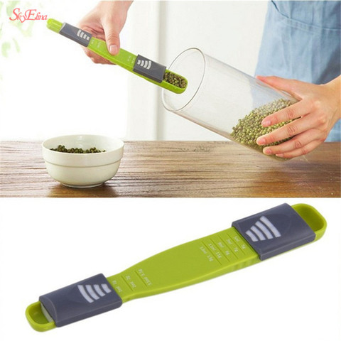 1pcs Double End Measuring Spoons Plastic Adjustable Scale Measure Spoon Multi Useful Sugar Spoon Kitchen Baking Measure Tools 7z ► Photo 1/6