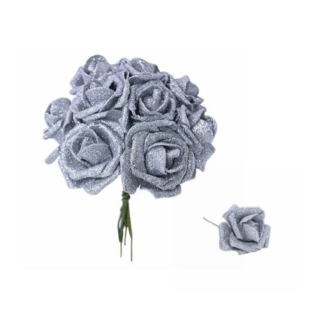 5/10/20pcs 6cm Gold Silver Rose Flower Glitter Foam Flower Artificial Rose Bouquet Wreath Decorative Xmas Wedding DIY Supplies ► Photo 1/2