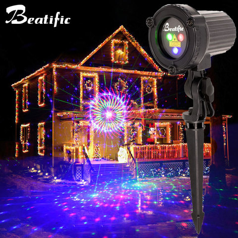 Dynamic RGB Laser Projector New Year Christmas Outdoor Lights 32 Patterns Holiday Street Garden Decorations  For Home ► Photo 1/6