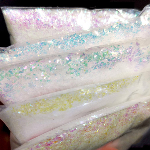 1 bag 50g 12 Colors  Iridescent tiny flakes nail art Unicorn Crushed mylar mermaids flakes Shell Broken Glass Mirror flakes,GH4 ► Photo 1/6