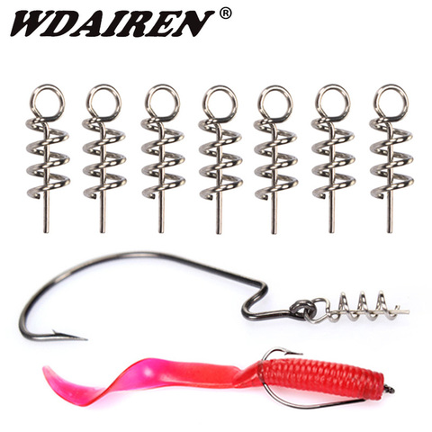 50or100pcs/Lot Soft Bait Fishing Hook Spring Centering Pins Fixed