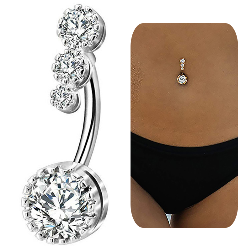Navel Belly Ring Rhinestone Button Bar Barbell Body Piercing Jewelry Dangle 6N 