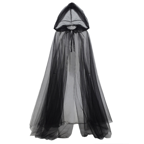 Witch Costume Elf Cloak Women Halloween Hooded Tulle Cape Cosplay ► Photo 1/6