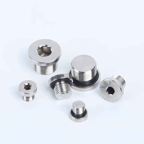304 Stainless Steel Hexagon ed Ring Sealing Plug  Oil Plug With Flange Edge 1/8 1/4 3/8 1/2