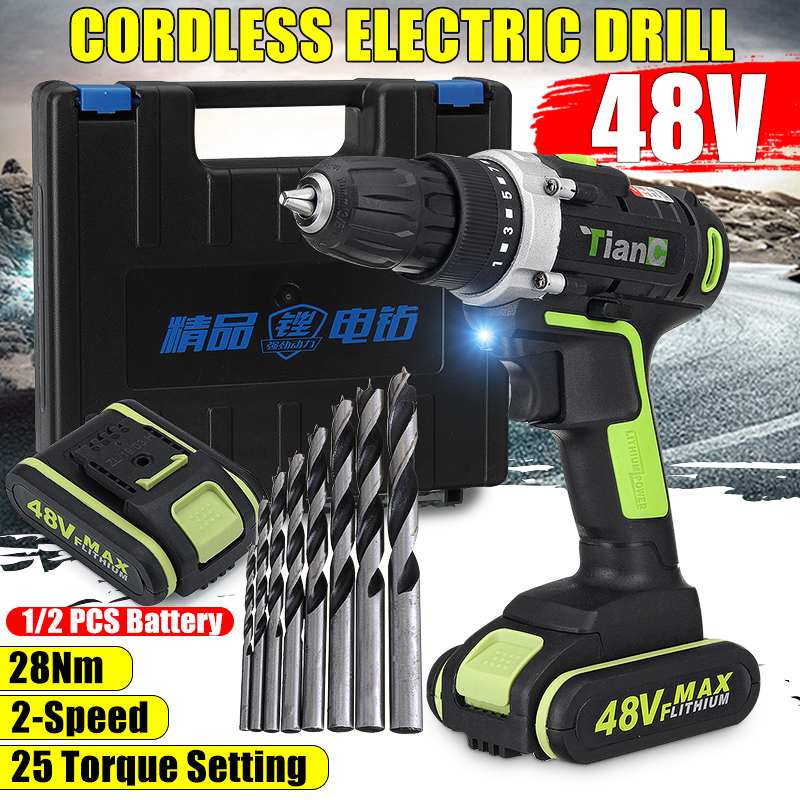 48V Dual Speed Cordless Drill Electric Screwdriver Mini Wireless Power Driver DC With 1/2Pcs Lithium-Ion Battery 3/8-Inch ► Photo 1/6