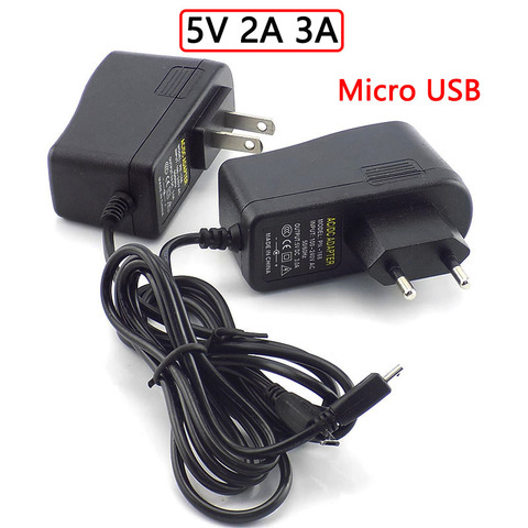 5V Power Adapter 2A 3A Micro USB Power Adapter Supply Charger for Raspberry PI 3 Zero Model B B+ Tablet PC Converter US EU Plug ► Photo 1/6