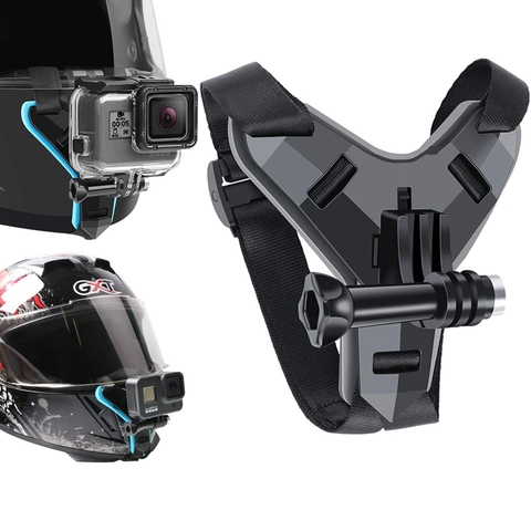 Helmet Strap Mount For Gopro Hero 9 8 7 6 5 4 3 Motorcycle Yi Action Sports Camera Mount Full Face Holder Accessories ► Photo 1/6