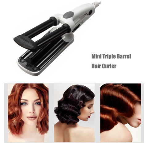 Mini Triple Barrel Hair Curler Professional Ceramic Crimper Hair Curling Iron Salon Wave Roller Hair Styling Tools Curling Wand ► Photo 1/6