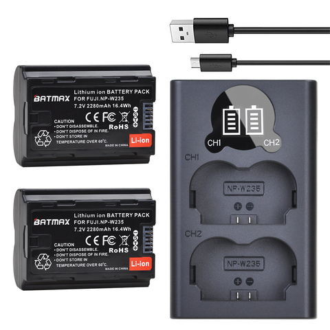 Batmax 2280mAh NP-W235 NP W235 Camera Battery+ LED USB Dual Charger for Fujifilm Fuji X-T4, XT4 camera ► Photo 1/6