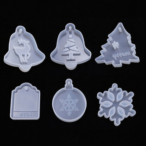 SNASAN Silicone Mold Pendants Christmas tree snowflake elk pendant DIY mold Epoxy Resin UV Resin Jewelry Making component ► Photo 1/6