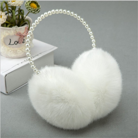 Novelty Pearl Winter Earmuffs Women Fur Earmuff Ear Warmers Girls Imitation Rabbit Plush Warm Ear Muff Hair Accessories ► Photo 1/6