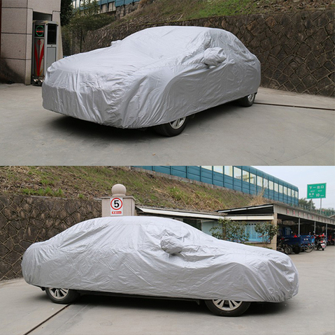 Universal Full Car Covers Winter Waterproof Snow Ice Dust Anti-UV Protection Wind Sunshade Cover For SUV SEDAN HATCHBACK Silver ► Photo 1/6