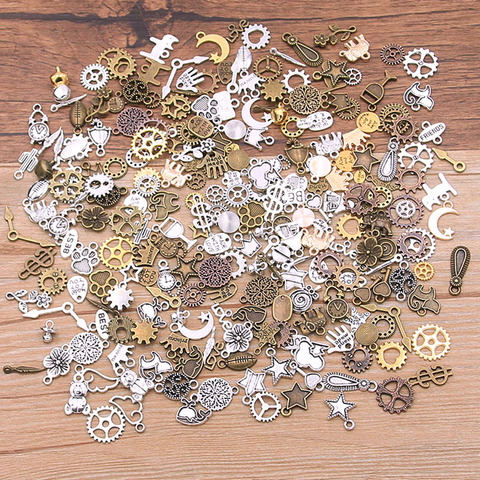 40PCS Mix Color MINI Size Random Alloy Animal Plant Heart Star Charm Mechanical Steampunk Cogs & Gears Diy Accessories Drop Ship ► Photo 1/4