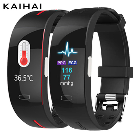 KAIHAI thermometer PPG ECG HRV BPM breath rate smart bracelet watch blood pressure measurement wrist band fitness Activity track ► Photo 1/6