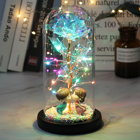 2022 LED Enchanted Galaxy Rose Eternal 24K Gold Foil Flower With Fairy String Lights In Dome For Christmas Valentine's Day Gift ► Photo 1/6