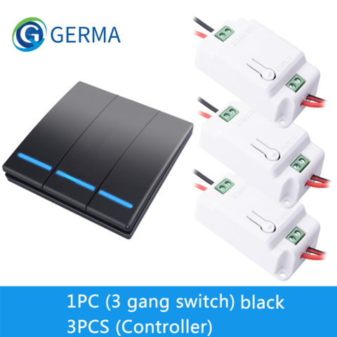 GERMA 1/2/3 gang 433Mhz smart push Wireless Switch Light RF Remote Control 110V 220V Receiver home Wall button Ceiling Lamp ► Photo 1/6