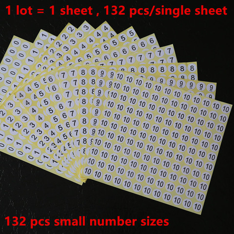 130pcs/lot , 0 1 2 3 4 5 6 7 8 9 10 12 14 16 18---58 60 Adhesive color sticker number size label clothing thermal cashier paper ► Photo 1/6