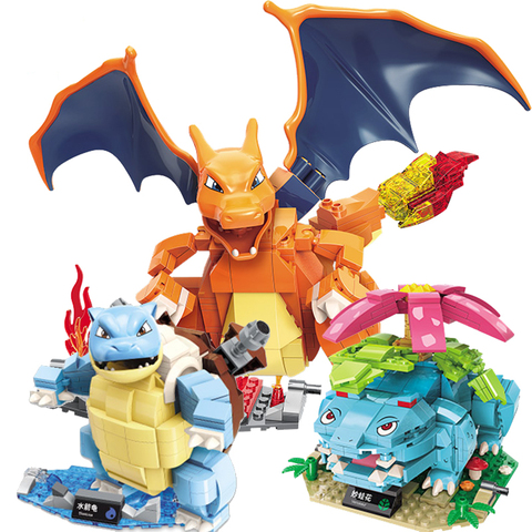 2022 New ideas upgrade Charizard Venusaur Blastoise Pikachu Poke Elf Dolls Pocket Monsters Detective Building Blocks Creator ► Photo 1/6