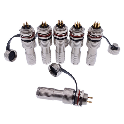 IP68 metal connector M12 GX12 12G connectors copper contact 2pin3pin4pin5pin6pin7pin 5A waterproof plug & socket a set ► Photo 1/6