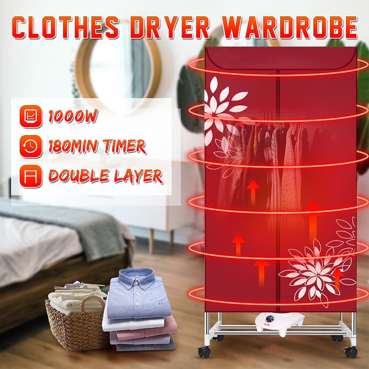 Portable Electric Clothes Dryer Mini Folding Warm Air Baby Cloth Drying Machine Heater Hanger Wardrobe Laundry Clothing Rack ► Photo 1/6