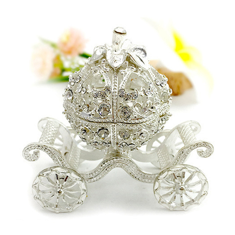 Metal Rhinestone Jewelry Trinket Box Pumpkin Carriage Shape Craft Home Decor ► Photo 1/6