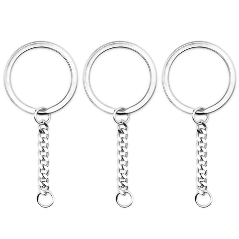 5pcs/lot Polished Whole Stainless Steel Keyring Keychain Split Ring with Short Chain Key Rings Women Men DIY Key Chains ► Photo 1/6